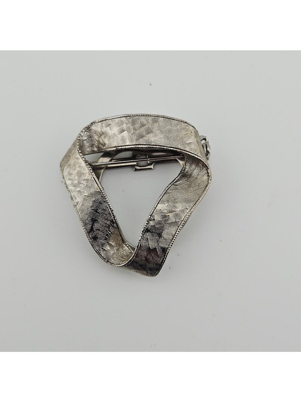 Vintage Lieba USA Silver Tone Folding Metal Brooch Pin Artsy Avant Garde Unique